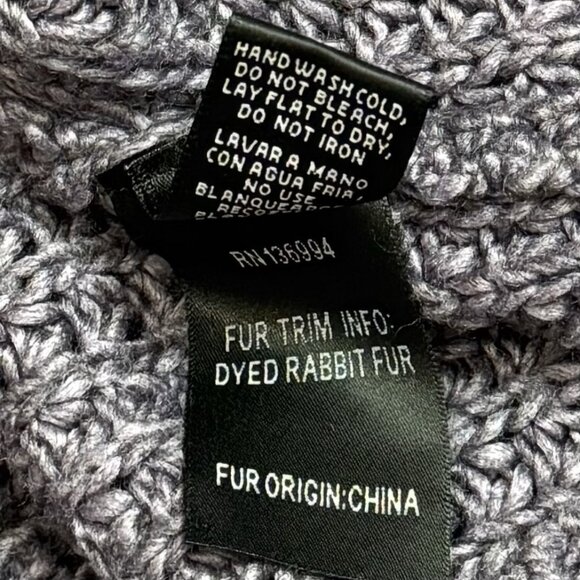 Sioni Purple Wool Blend Rabbit Fur Trim Floral Cozy Knit Cardigan Holiday M - Picture 10 of 12